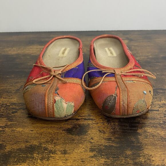 Naked Feet Flats Loafers‎ Womens Sz 8M Orange Red Blue Sequins Boho - Picture 2 of 12